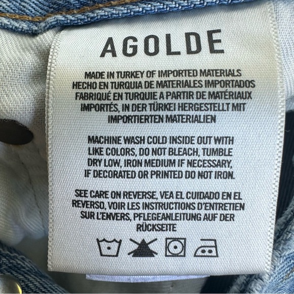 Agolde Riley High Rise Straight Crop Jeans in Curio Light Wash Raw Hem Denim 25 - Picture 10 of 11